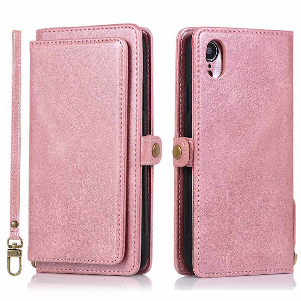 iPhone XR - Stilfuldt Dual Function Wallet Cover Röd