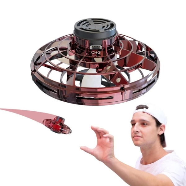 Flying Spinner Fidget Toy Drone LED-lys Röd
