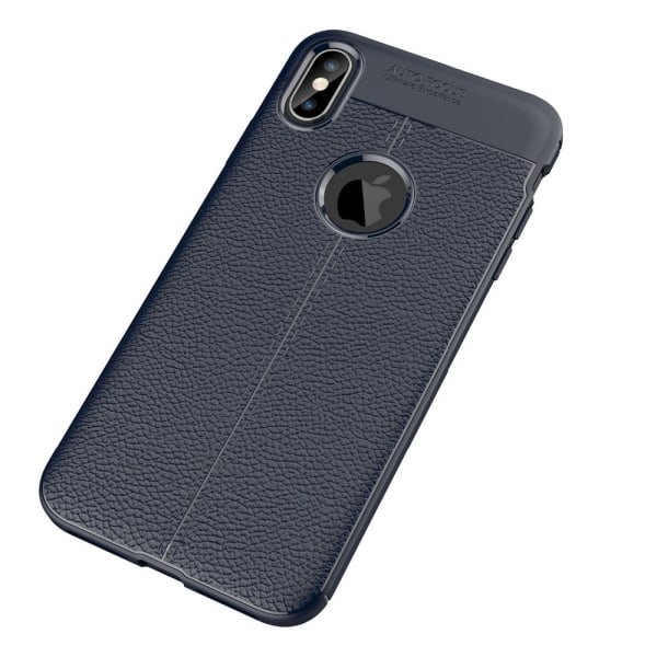 Beskyttende silikonecover (Litchi) til iPhone XS Max Marinblå