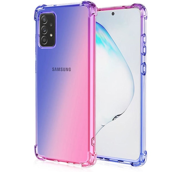 Samsung Galaxy A72 - St�td�mpande Stilrent Silikonskal Blå/Rosa