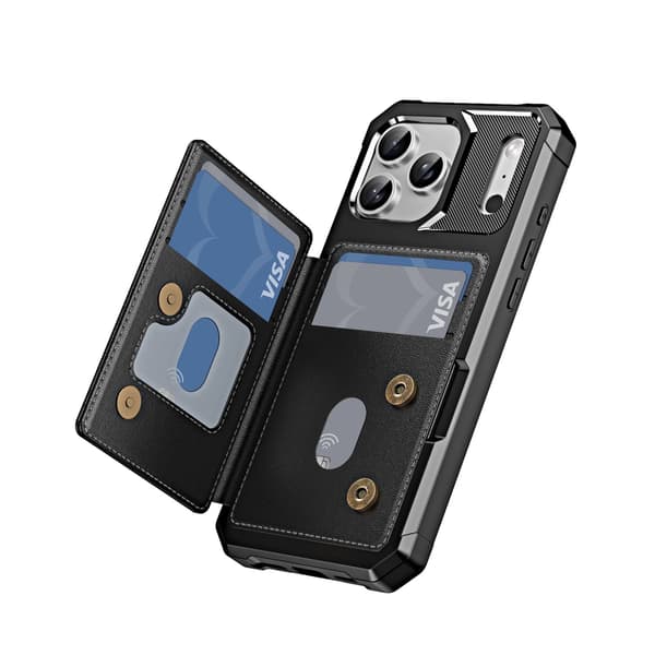 iPhone 17 Pro Skal med Kortfack & Stötskydd Svart