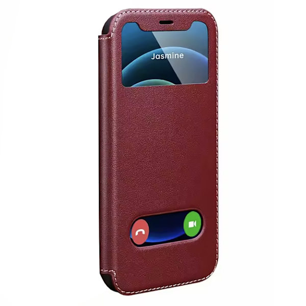 iPhone 13 Pro Max  TPU & Läderfodral med stöttåligt skydd Kaffe