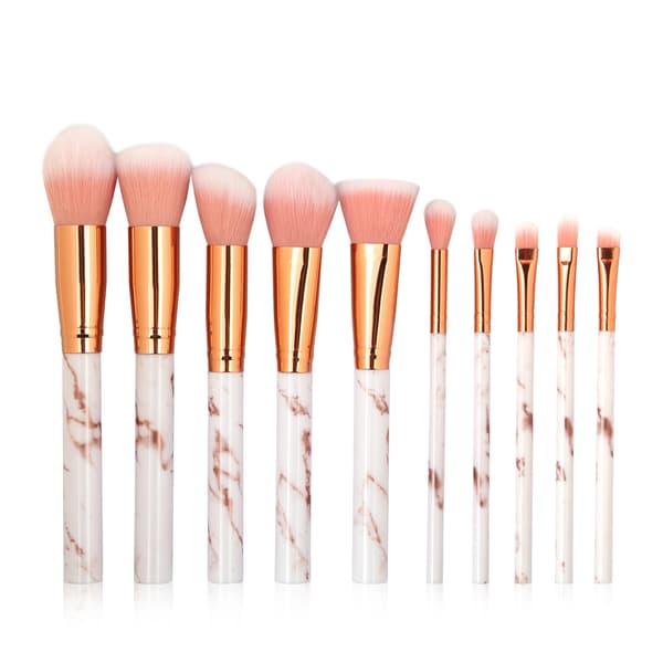 Hög Kvalitets Sminkborst-set 10st Borstar (Patie-Minerals) Roséguld/Grå