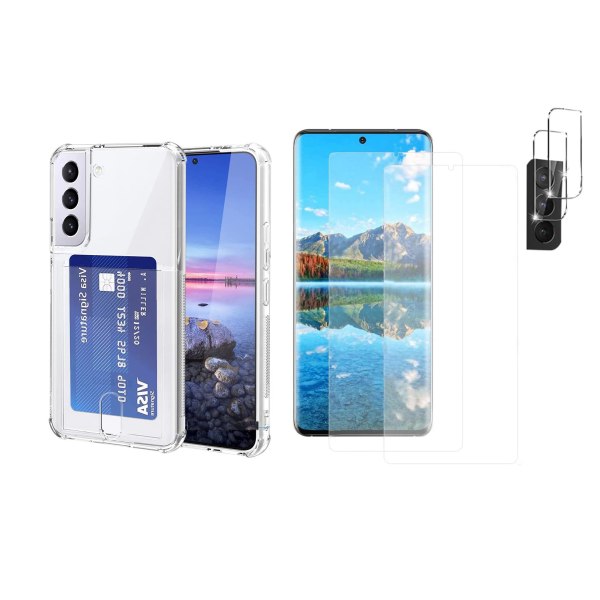 1 Set Samsung Galaxy S21 FE Skal + Sk�rmskydd + Kameralinsskydd Transparent