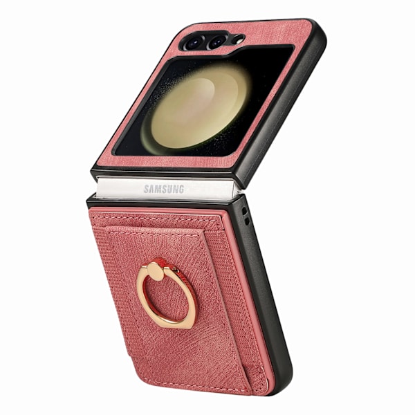 Samsung Galaxy Z Flip 5 - Ringhållare Stötsäkert Korthållarskal Rosa