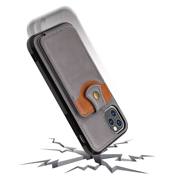 iPhone 11 Pro Max - Praktiskt Skal med Korthållare Grå