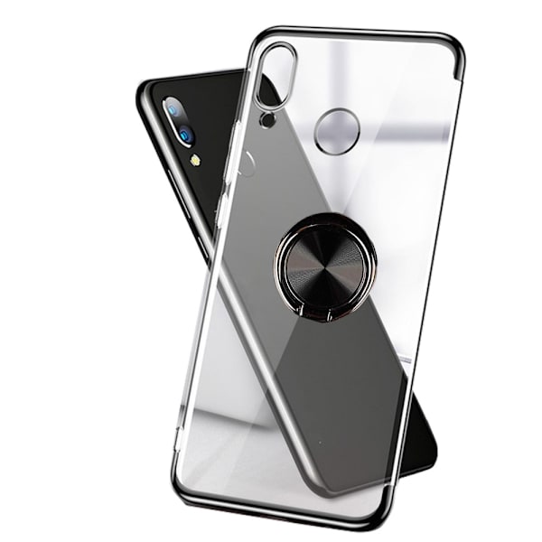 Huawei P Smart 2019 - Praktisk silikonecover med ringholder Svart