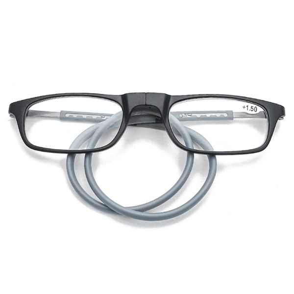 Smarte Magnetiske Læsebriller med Snøre UNISEX Svart / Grå +1.0