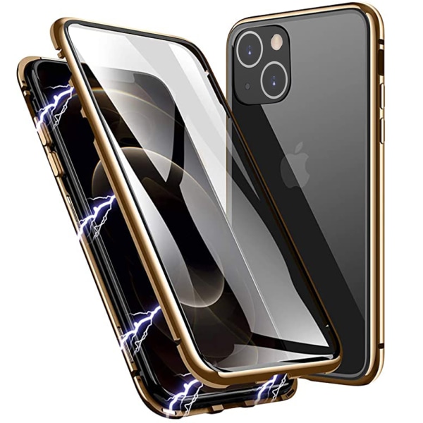 iPhone 14 - Beskyttende magnetisk dobbeltsidig deksel Guld