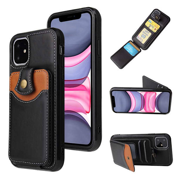 iPhone 11 - Kraftfullt Skyddsskal med Kortfack Grå