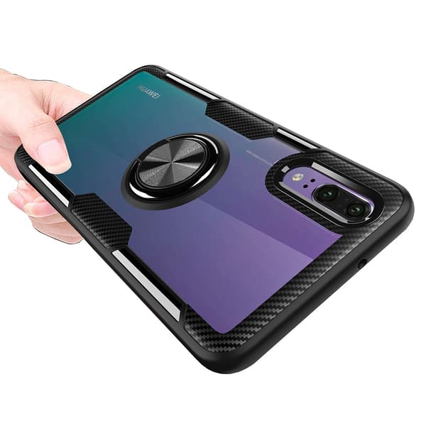 Huawei P20 - Skyddsskal med Ringhållare (LEMAN) Marinblå/Silver