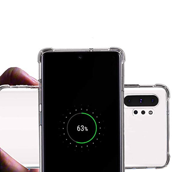 Samsung Galaxy Note 10 Plus - Kraftig silikone etui til kortrum Transparent/Genomskinlig