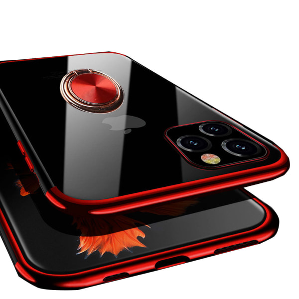 iPhone 11 Pro - Robust Silikonskal med Ringh�llare Svart Svart