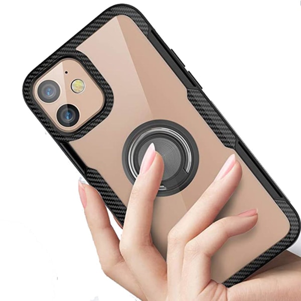 iPhone 12 - Praktiskt LEMAN Skal med Ringhållare Svart