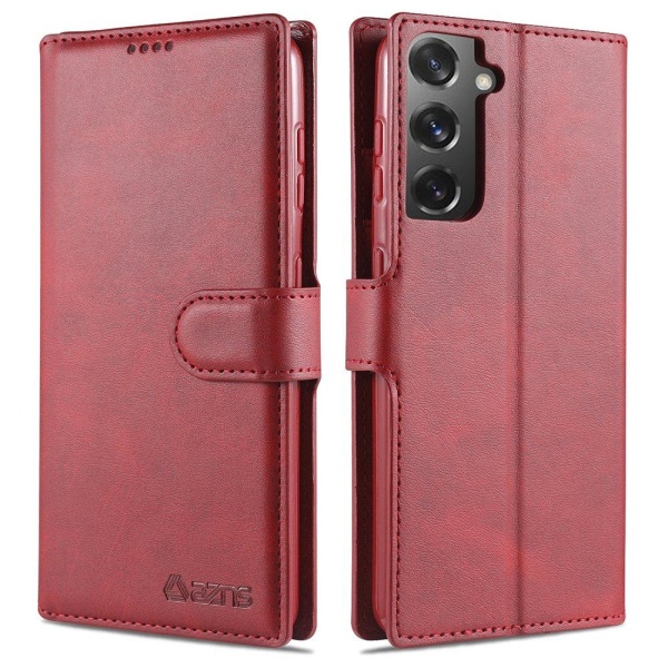 Samsung Galaxy S21 - Effektfullt Praktiskt AZNS Plånboksfodral Röd