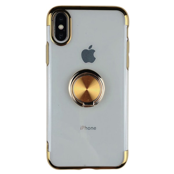 Ainutlaatuinen silikonikotelo sormustelineellä (Floveme) - iPhone X/XS Silver Silver