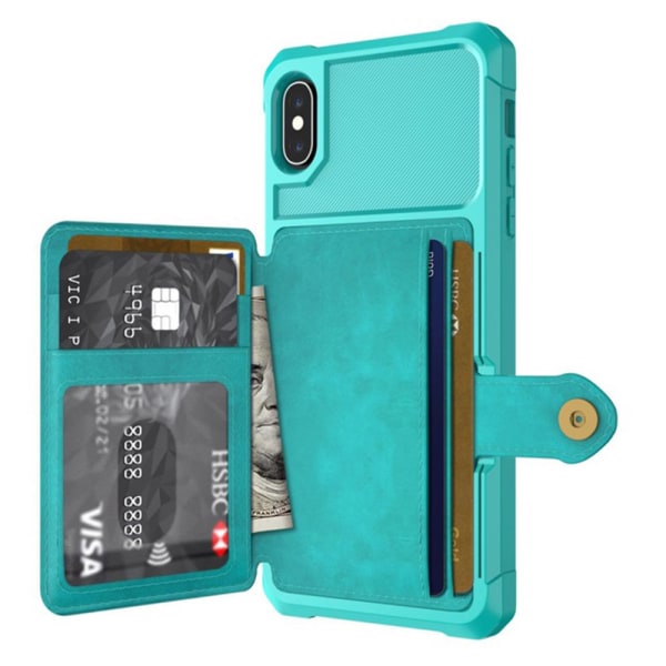 Tyylikäs suojakuori korttilokerolla - iPhone X/XS Grön