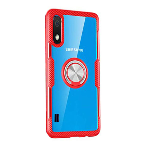 Samsung Galaxy A10 - Praktisk LEMAN cover med ringholder Röd