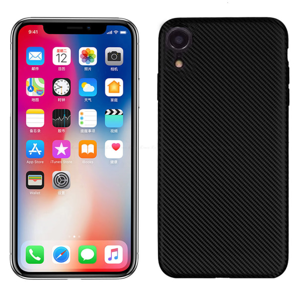 iPhone XR - Holdbart Carbon Design Cover Svart