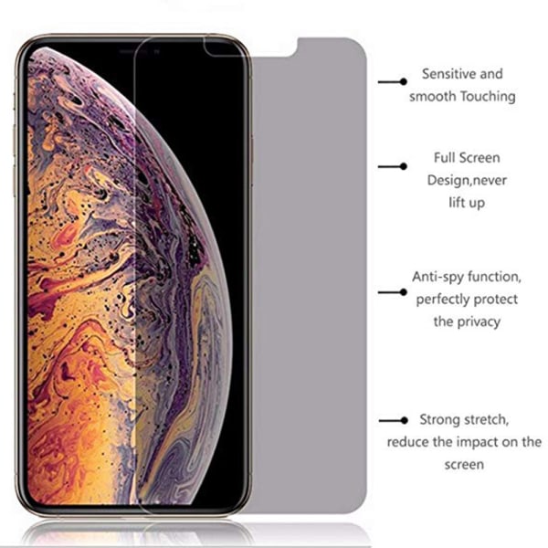 iPhone XS Max Anti-Spy Skärmskydd 9H Screen-Fit Svart