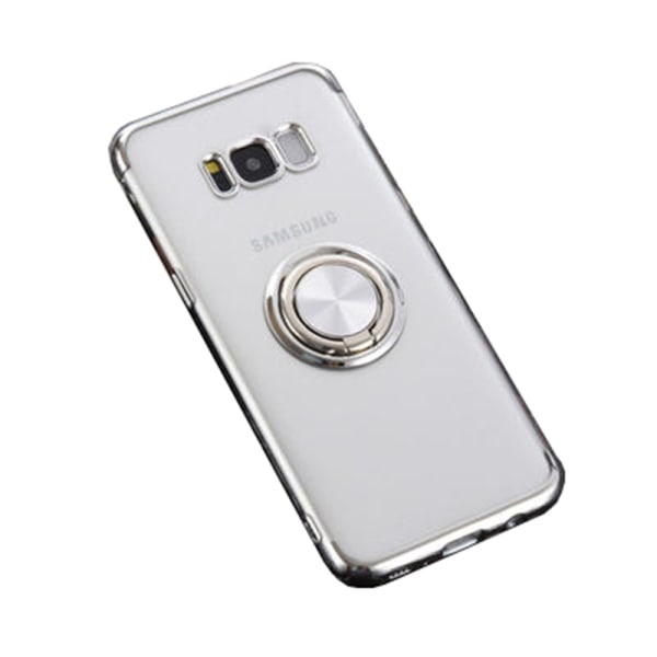 Samsung Galaxy S8 - Skyddande Silikonskal Ringhållare Svart Svart