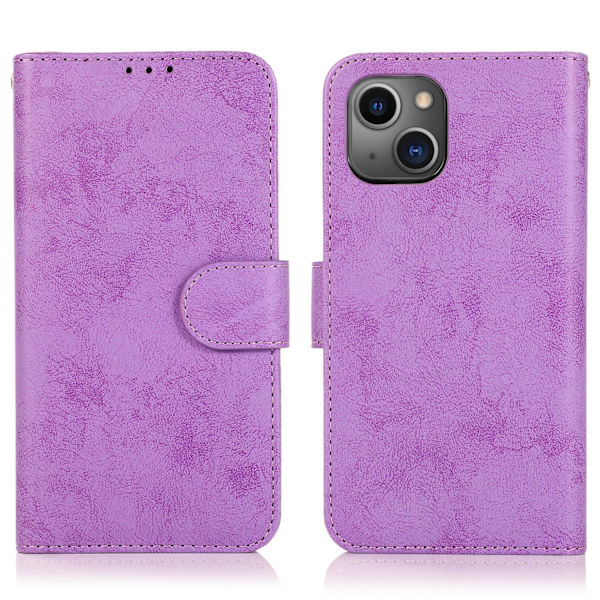 iPhone 15 Plus - Pungetui i PU-læder med 3-kortlommer Purple