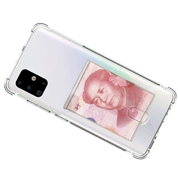 Samsung Galaxy A71 - Iskunkestävä Floveme-kansi korttilokerolla Transparent/Genomskinlig