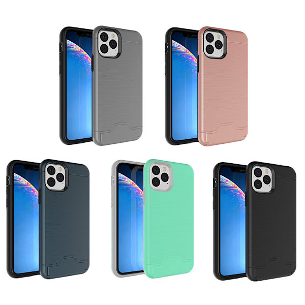 iPhone 11 Pro Max - Elegant Shockproof Skal med Korthållare Mörkblå Mörkblå