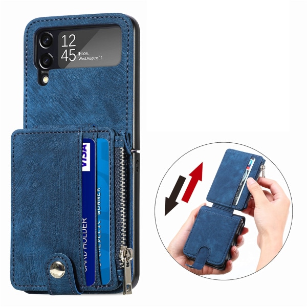 Samsung Galaxy Z Flip 3 - Praktisk deksel med lommebok Blå