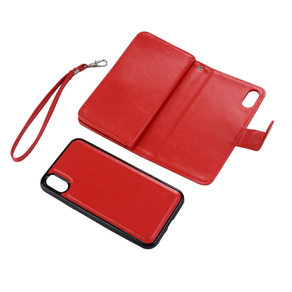 Dobbel lommebokdeksel til iPhone XR fra LEMAN Rosaröd