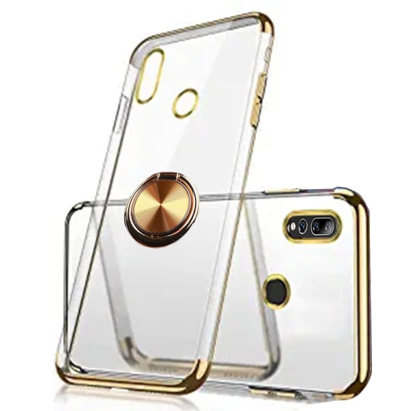 Huawei P Smart Z - Praktisk beskyttelsescover med ringholder Guld Guld