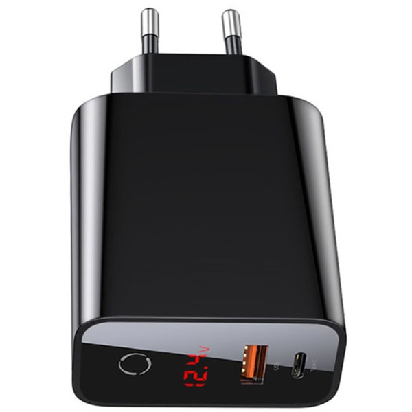 Praktiskt Type-C USB Väggadapter BASEUS Svart Svart