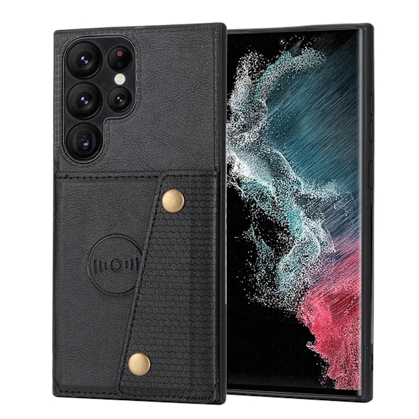 Samsung Galaxy S25 Ultra -  Lyxigt PC-läder retro flip-fodral i plånboksstil Ljusbrun