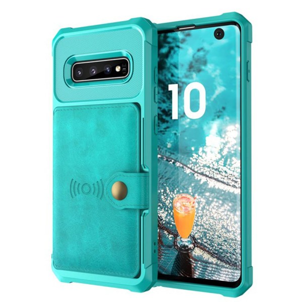 Samsung Galaxy S10+ - Praktiskt Slittåligt Skal med Kortfack Grön