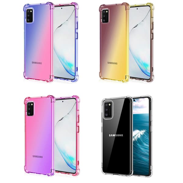 Samsung Galaxy A41 - Elegant Stöttåligt Silikonskal Blå/Rosa