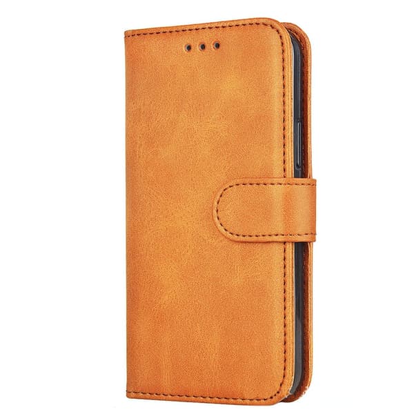 iPhone 15 PU-läderfodral - (2-kortfack) Khaki-Ljusbrun