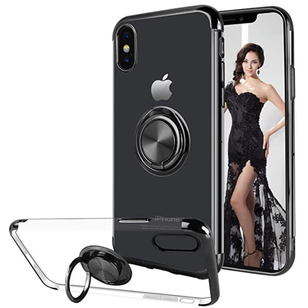 iPhone X/XS - Praktisk Silikon Skal Ringholder Blå Blå