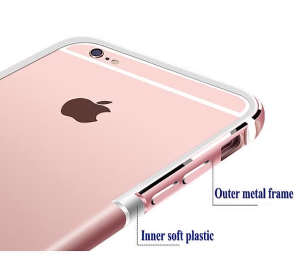 iPhone 6/6S Plus - Stilren Bumper i Aluminium och Silikon Roséguld