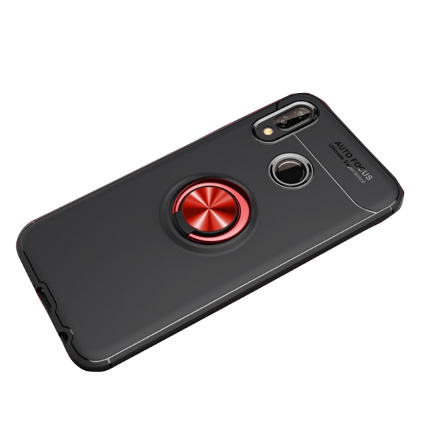 Auto Focus Skyddande Skal Ringhållare - Huawei P20 Lite Svart/Röd
