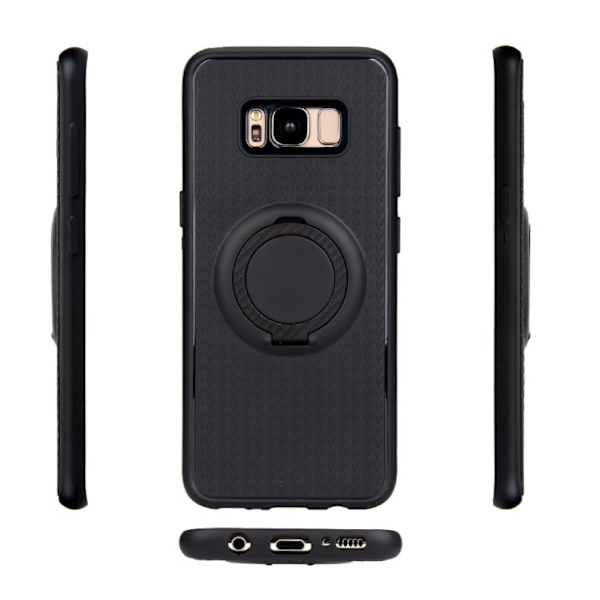 Galaxy S8 - Carbon Silikonskal med Ringhållare FLOVEME Grå