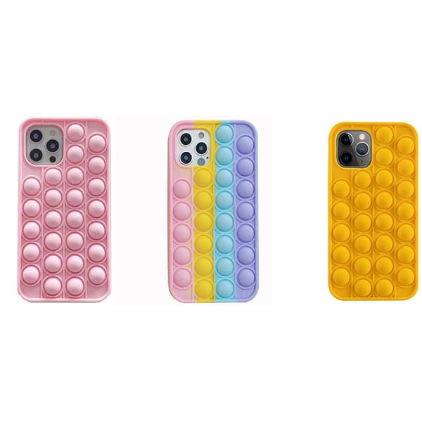 iPhone 12 Pro Max - Genomtänkt Fidget Pop It Silikonskal Rainbow