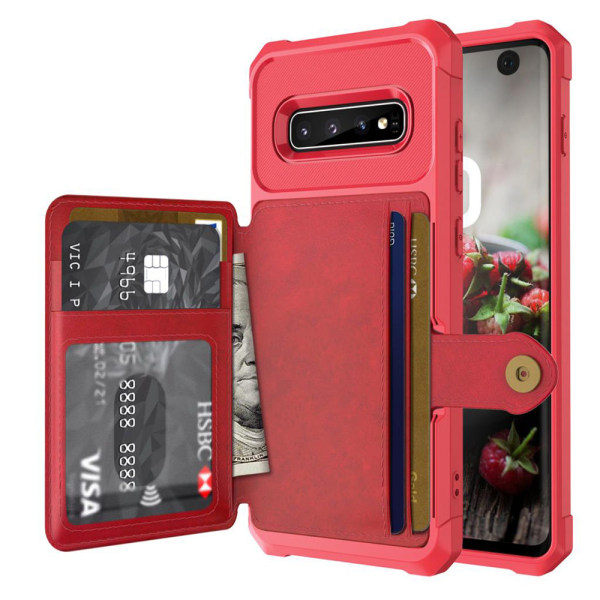 Käytännöllinen kansi korttilokerolla - Samsung Galaxy S10E Röd