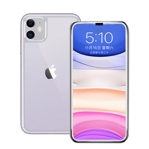 iPhone 11 skjermbeskytter foran og bak aluminium 9H HD-Clear Silver