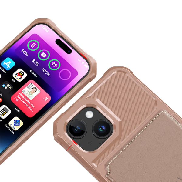 iPhone 15 - Elegant plånboksfodral i lyxigt PU-läder Lila