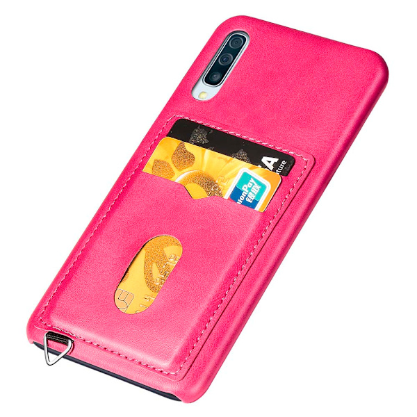 Stilrent Skal med Kortfack - Samsung Galaxy A50 Rosaröd
