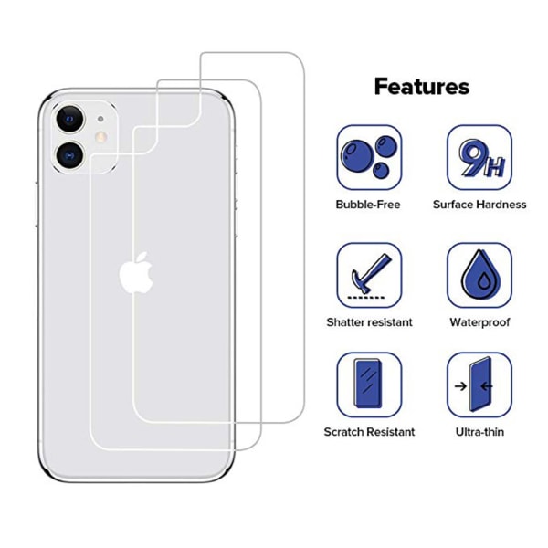 iPhone 11 Pro 2-PACK Baksida Skärmskydd 9H Screen-Fit HD-Clear. Transparent/Genomskinlig