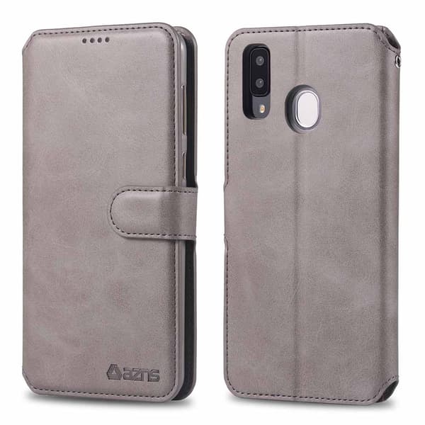 Samsung Galaxy A20E - Stilfuldt Pungetui (AZNS) Grå