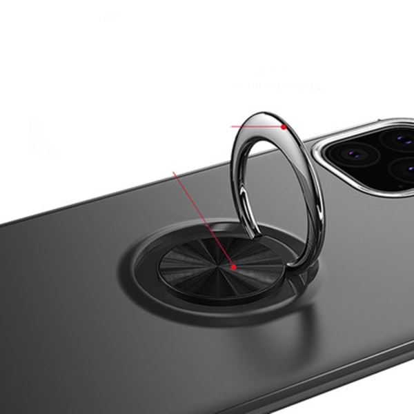 iPhone 12 - AUTO FOCUS cover med ringholder Svart/Röd