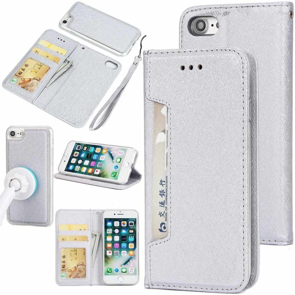 Smart Stylish Wallet Cover - iPhone 8 Silver
