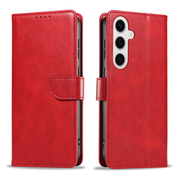 S24 Plus - Elegant Läderplånboksfodral i 6 färger Red